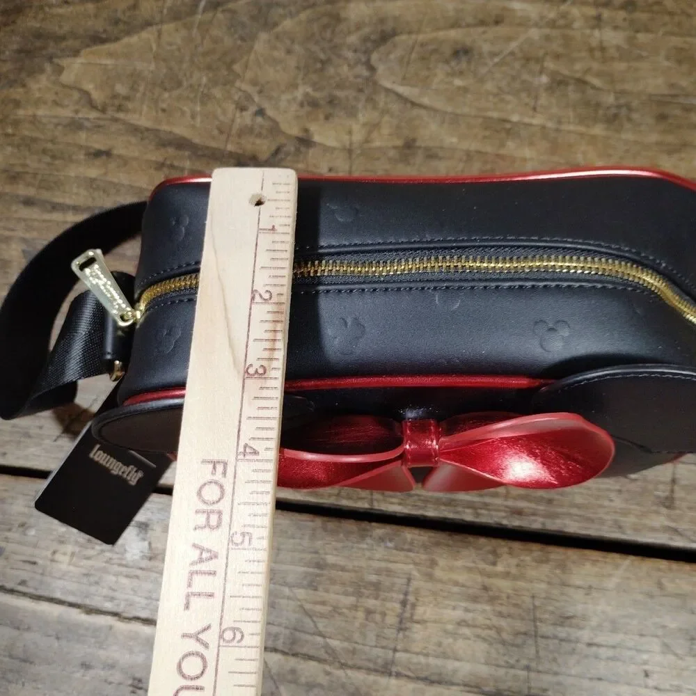 Loungefly Disney Minnie Mouse Purse Black Red Bow Ears Crossbody Bag NWT